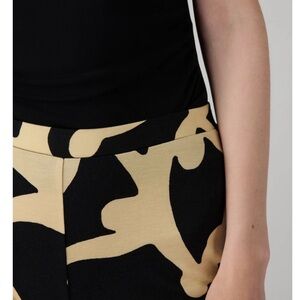 Diane Von Furstenberg Black and Beige Abstract Wide-Leg Pants